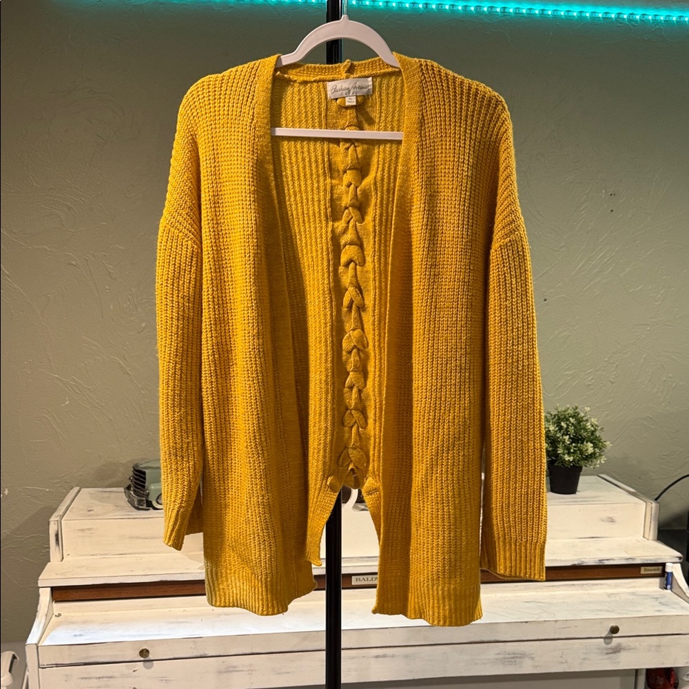 Cozy Yellow Cable Knit Cardigan
